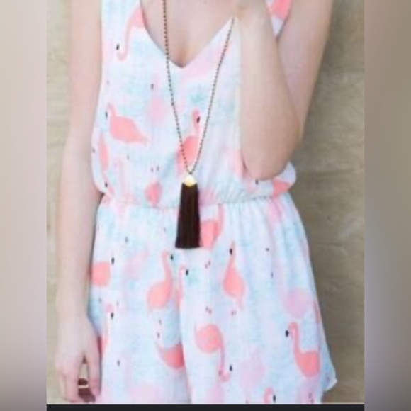 Le Kate NEW flamingo print ladies shorts romper whimsical artsy spring Large - Picture 2 of 8